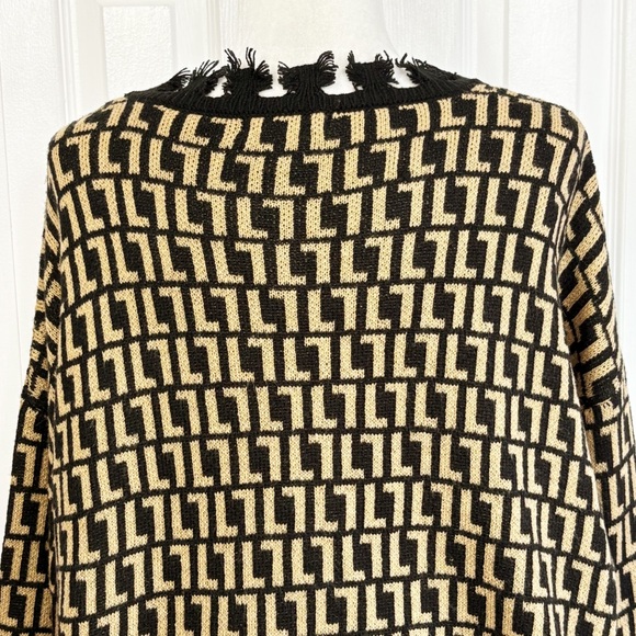 NWT Trendy Threads Tan & Black Distressed Grunge Knit Sweater 3X - Picture 14 of 16
